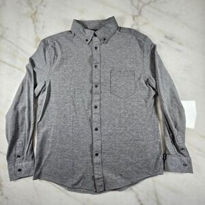 NWT Kenneth Cole Button Up Long Sleeve Knit Pique Shirt Medium Black Minimalist